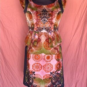 Anthropologie Ashish N Soni Medallion Print Peplum Pencil Dress Womens S